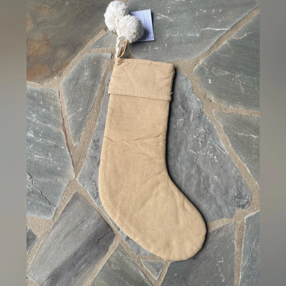 Anthropologie Forage Pom Pom  Christmas Stocking